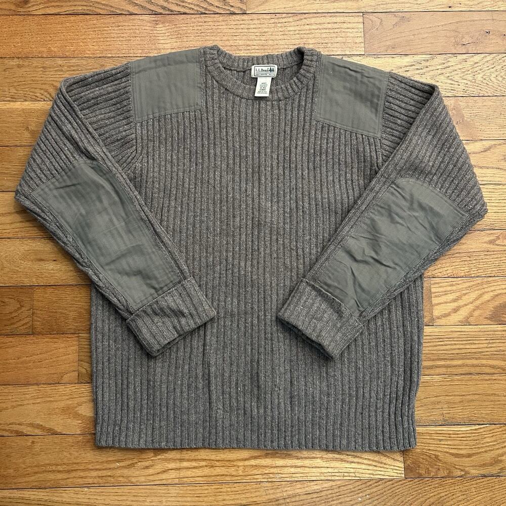 Ll Bean Commando Merino Lambs Wool Knit Military Sweater XL